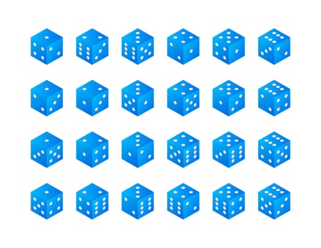 Dice collection. Game dice, cubes. Casino and betting. Vector stock illustration