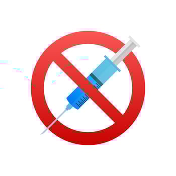 Stop Drugs sign. No syringe. Prohibition of vaccination, Ban injection. Motion graphics 4k vector