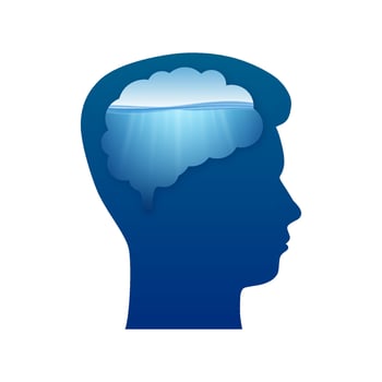 Drink water. Water inside of the human brain. Vector stock illustration