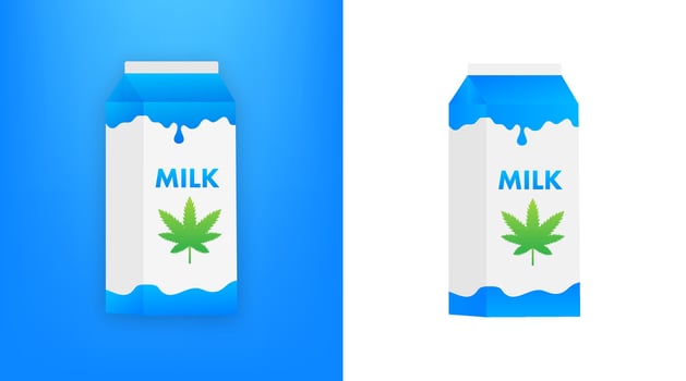 Hemp Milk, cannabis milk. Healthy organic vegan food. Vector stock illustration