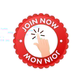Join Us Now label. Web banner template. Vector stock illustration