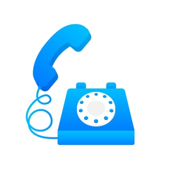 Red old phone in classic style on white background. Cartoon vector illustration.