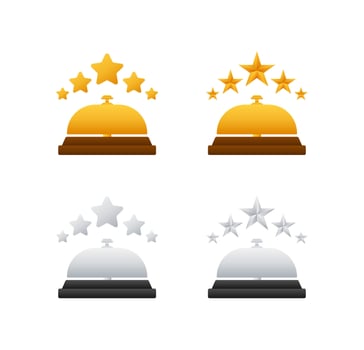 Realistic gold icon of reception bell on white backdrop. Customer help. vector