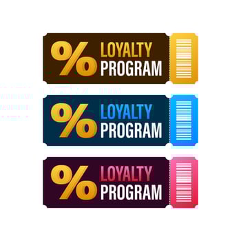 Loyalty program in flat style. Discount coupon. 3d coupon reward. Discount, loyalty program, promotion. vector