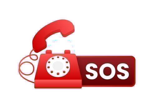 SOS emergency call. 911 calling. A cry for help. Vector stock illustration
