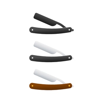 Set Straight razor. Old razor blade. Barbershop Element. Vector stock illustration
