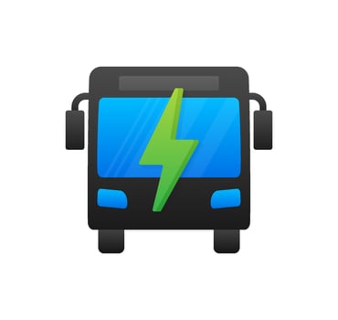 Electric city bus. Electric bus charging. EV icon. Vector stock illustration