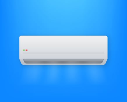 Air conditioner with cold and warm air in flat style. Vector icon. Abstract air conditioner for promo design.