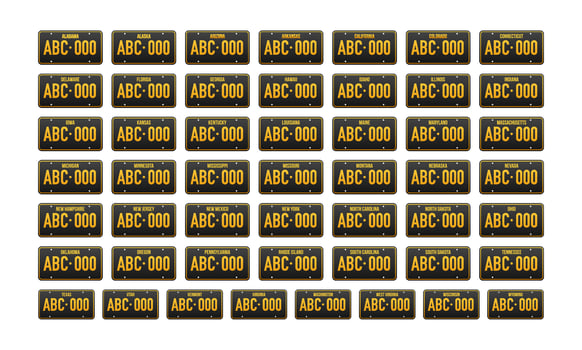 License plate USA in American style. Road transport metal signs. Vector stock illustration