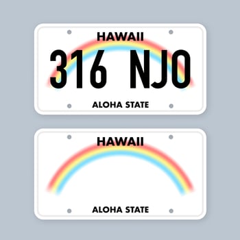 License plate of hawaii. Car number plate. Vector stock illustration
