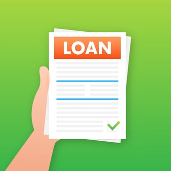 Loan agreement borrow money. Bank loan, credit agreement. Bank credit. Vector illustration