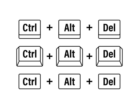Ctrl alt del shortcut keys. Keyboard keys. Computer button. Vector stock illustration