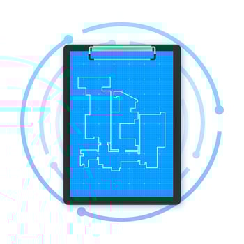 Blueprint house plan drawing. Vector stock illustration