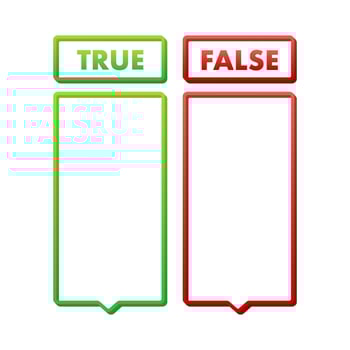 True or False check mark. Red and green colors. Vector stock illustration