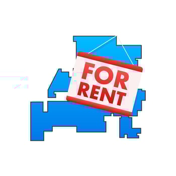 For rent sign. Real estate, advertising, house rent property concept vector