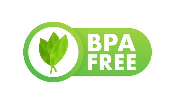 Green colored BPA free emblems, badge, logo, icon. Vector stock illustration