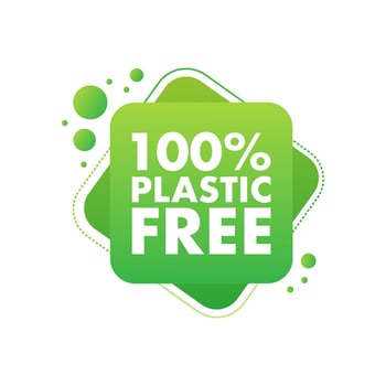 Plastic free green icon badge. Bpa plastic free chemical mark. Vector illustration