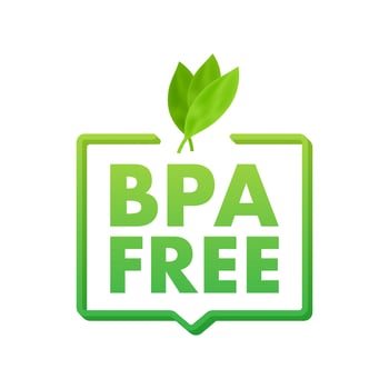Green colored BPA free emblems, badge, logo, icon. Vector stock illustration