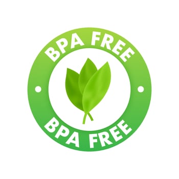 Green colored BPA free emblems, badge, logo, icon. Vector stock illustration
