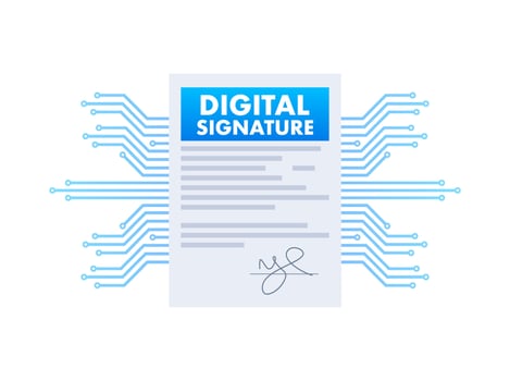 Electronic contract or digital signature concept. Vector stock illustration