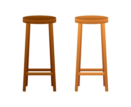 Bar wooden stool. Four legged stool. Vector stock illustration