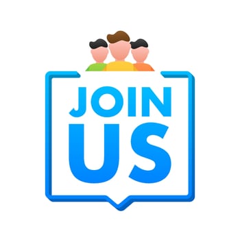 Join us speech bubble, Label. Vector stock illustration