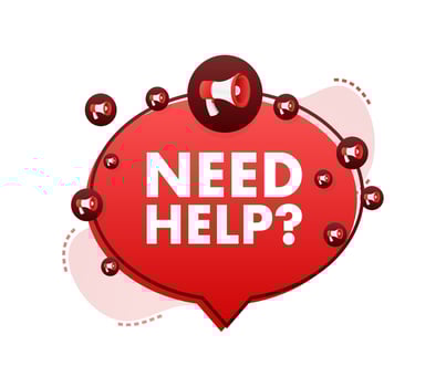 Megaphone label with need help. Megaphone banner. Web design. Vector stock illustration