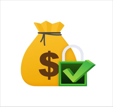 Protection money. Money safety. Financial saving insurance. Vector stock illustration.