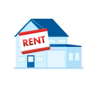For rent house, concept. Real estate agent holds the key from the home. Template for sale, rent home. Vector illustration