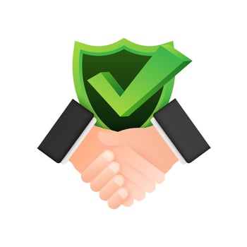 Safe deal. Check mark icon. International agreement. Vector stock illustration