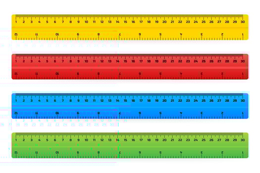 Wooden rulers 30 centimeters with shadows isolated on white. Measuring tool. School supplies. Vector illustration.