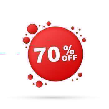 69 percent OFF Sale Discount Banner. Discount offer price tag. 70 percent discount promotion flat icon with long shadow. Vector illustration.