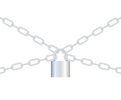 Realistic closed padlock for protection privacy isolated on background. Vector illustration.