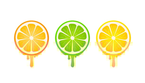 Banners with fresh citrus fruit on a white background. Vector illustration.