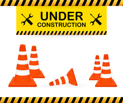 Under construction sign. Vector illustration for website.
