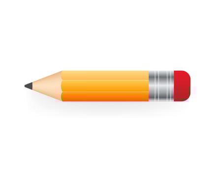 Yellow realistic pencil with shadow. Vector illustration isolated on white background