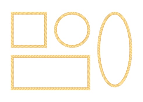 Set of rope frame on white backround. Vector stock illustration.