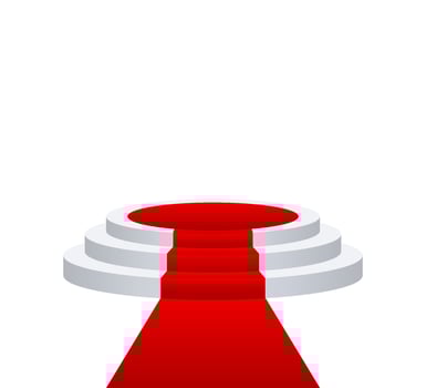 Stage for awards ceremony. Podium with red carpet. Pedestal. Spotlight. Vector illustration
