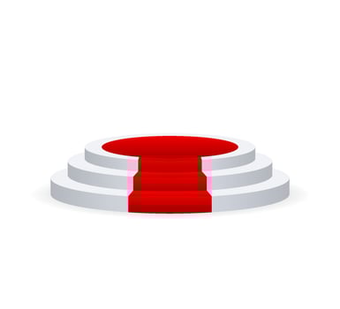 Stage for awards ceremony. Podium with red carpet. Pedestal. Spotlight. Vector illustration