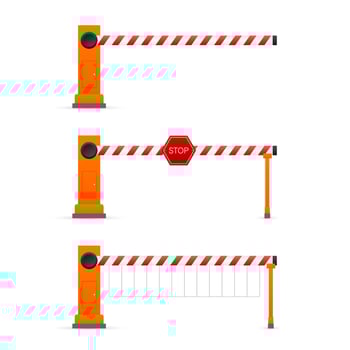 Automatic barrier to adjust the movement of cars. Vector stock illustration