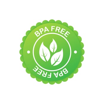 Green colored BPA free emblems, badge, logo, icon. Vector stock illustration