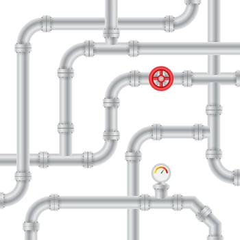 Details pipes different types collection of water tube industry gas valve construction vector