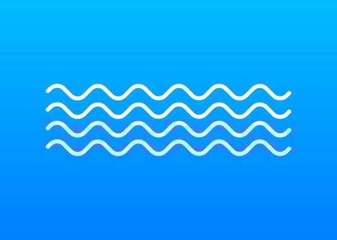 Wave icon with white color on blue background vector