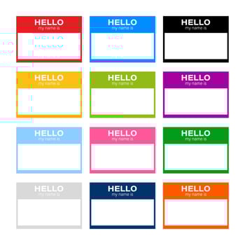 Set Hello my name is label sticker on white background. Vector stock illustration.