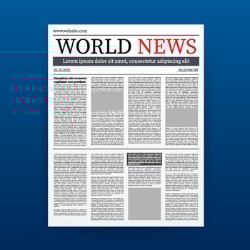 Vector mock up of a blank daily newspaper. Fully editable whole newspaper in clipping mask. Vector illustration.