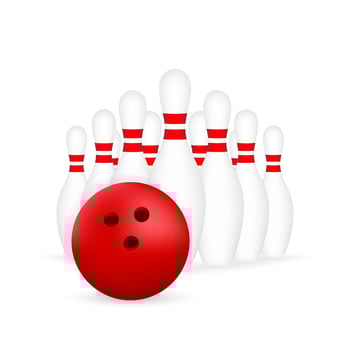 Bowling poster. Bowling game leisure concept. Vector stock illustration