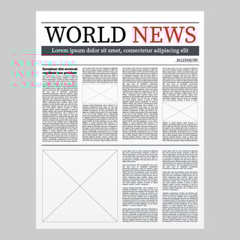 Vector mock up of a blank daily newspaper. Fully editable whole newspaper in clipping mask. Vector illustration