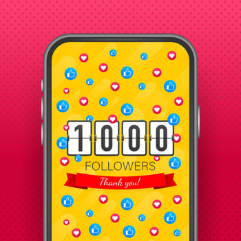 Vector thanks design template for network friends and followers. Thank you 1000 followers card. Image for Social Networks