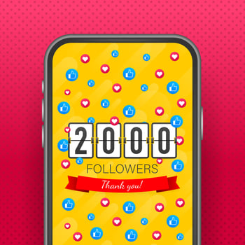Thank you 2000 followers numbers. Congratulating multicolored thanks image for net friends likes vector