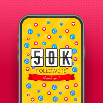 50k followers, Thank You, social sites post. Thank you followers congratulation card. Vector stock illustration